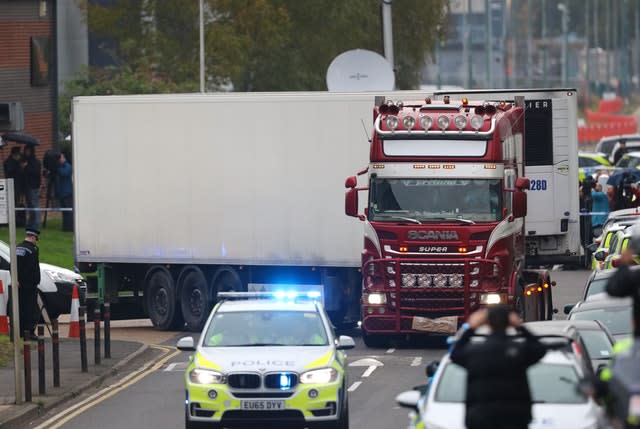 A container lorry, in which 39 people were found dead
