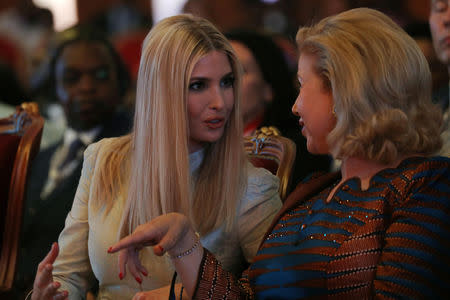 White House Advisor Ivanka Trump attends the first Women Entrepreneurs Finance Initiative (We-Fi) at the Sofitel hotel Ivoire in Abidjan, Ivory Coast April 17, 2019. REUTERS/Thierry Gouegnon