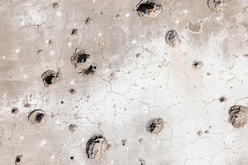 Wall where the bullet remains