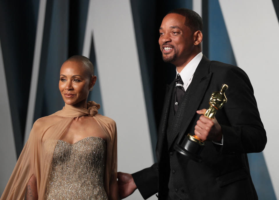 Will Smith and Jada Pinkett Smith arrive at the Vanity Fair Oscar party on March 27, 2022 after he slapped Chris Rock during the awards ceremony.