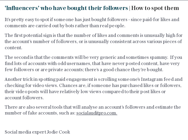 'Influencers' who have bought their followers | How to spot them