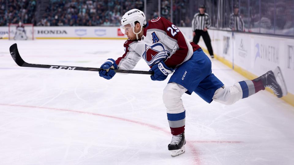 The Avalanche offense was extremely reliant on Nathan MacKinnon and Mikko Rantanen in 2022-23. (Steph Chambers/NHLI Getty Images)