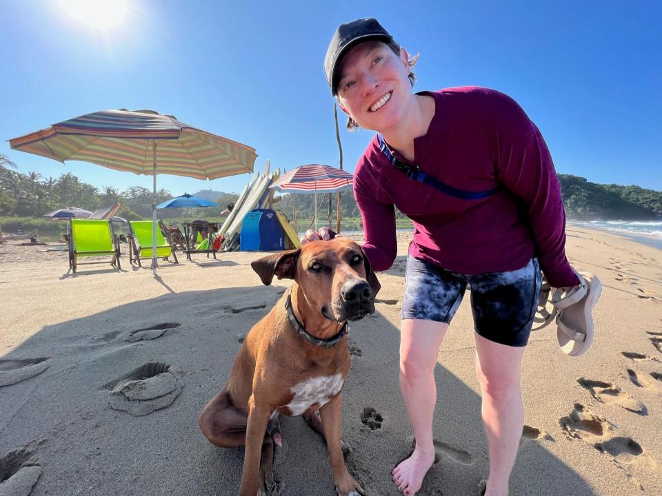 san pancho mexico beach author with dog travel freelance photo