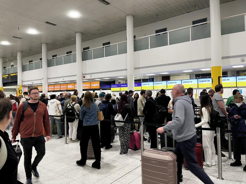 There have been lengthy queues at some of Britain’s airports already during half-term (Stephen Jones/PA) (PA Wire)