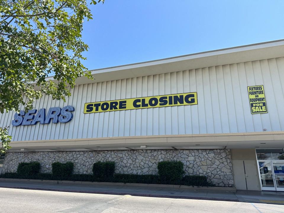 A "store closing" sign is up at Sears located at the Weberstown Mall in Stockton on July 15, 2024.