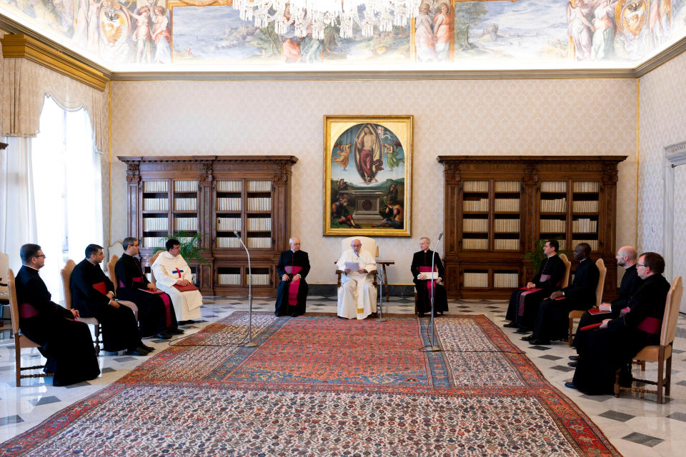 Papst Franziskus bei der wöchentlichen Generalaudienz (Bild: Vatican Media/Handout via Reuters)