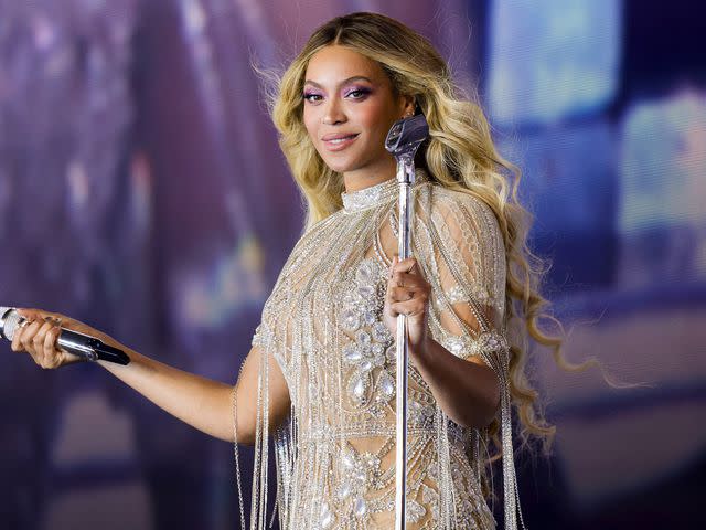 <p>Kevin Mazur/WireImage</p> Beyonce performs onstage during the 'Renaissance World Tour'.
