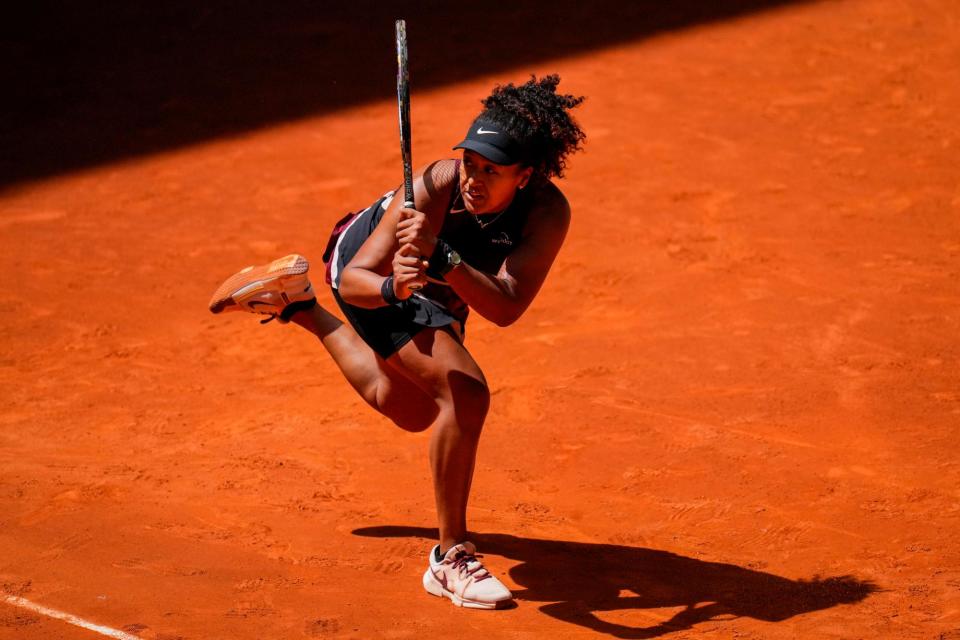 <span>Naomi Osaka in action in the Madrid Open. The four-time major winner lost in the round of 64.</span><span>Photograph: Manu Fernández/AP</span>