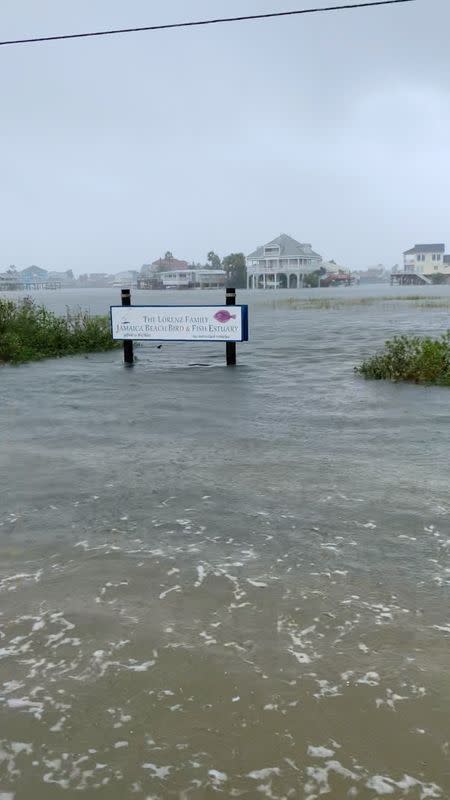 Heavy rain brought by Tropical Storm Beta causes flooding in Jamaica Beach, Texas