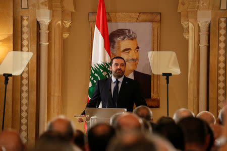 Lebanon's former prime minister Saad al-Hariri speaks during a news conference at his home in Beirut, Lebanon October 20, 2016. REUTERS/Jamal Saidi