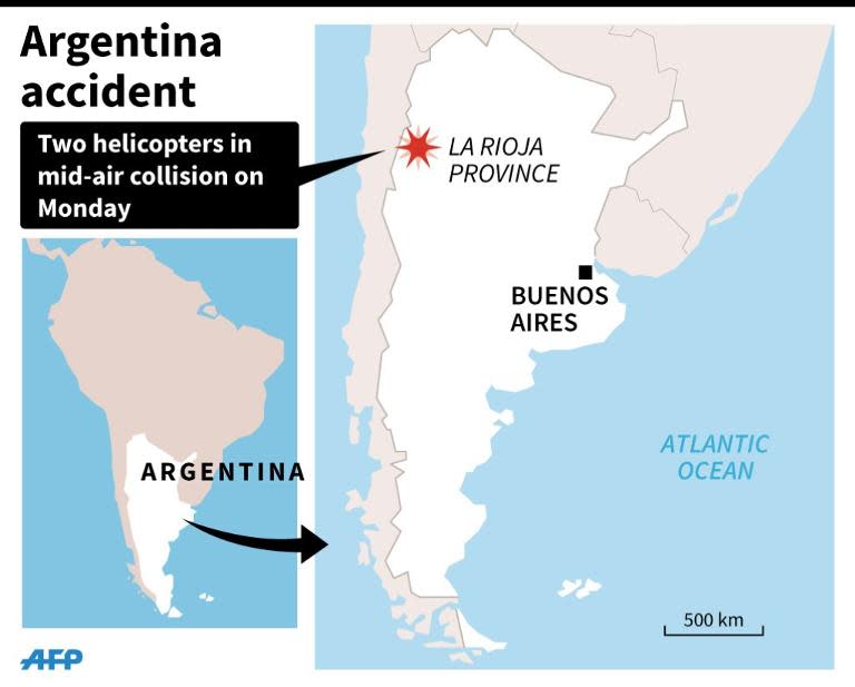 Map showing La Rioja province in Argentina where French sports stars were among 10 people killed in a helicopter crash