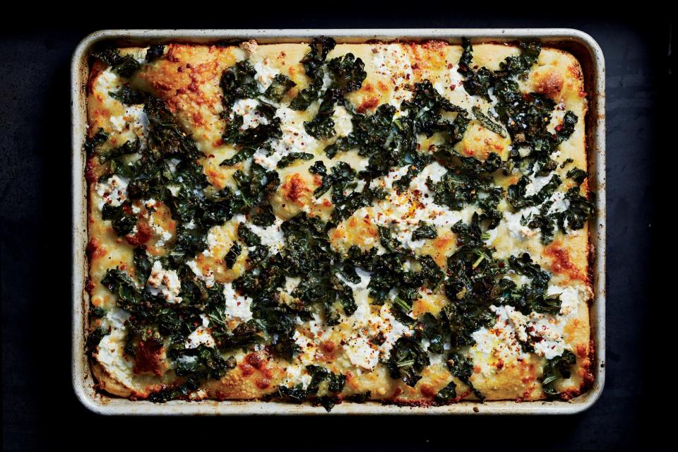 Spicy Tuscan Kale and Ricotta Grandma Pie