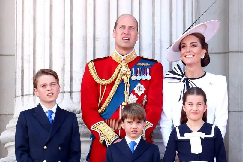 The Wales family on the Buckingham Palace balcony for the RAF flypast at Trooping the Colour