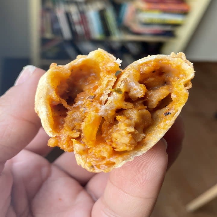 The inside of an empanada