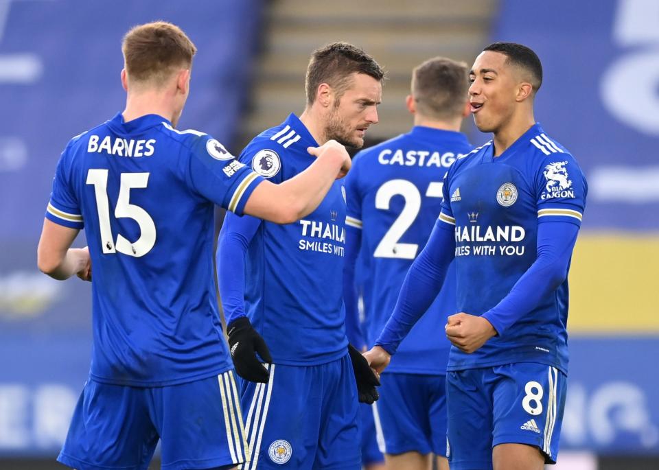 Jamie Vardy’s goal saw Leicester share the points with Manchester United in a 2-2 draw (Reuters)