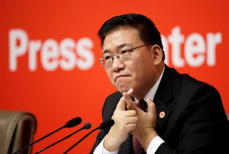 Vice Minister of the International Department of the CPC Central Committee Guo Yezhou attends a news conference during the 19th National Congress of the Communist Party of China (CPC) in Beijing, China October 21, 2017. REUTERS/Jason Lee