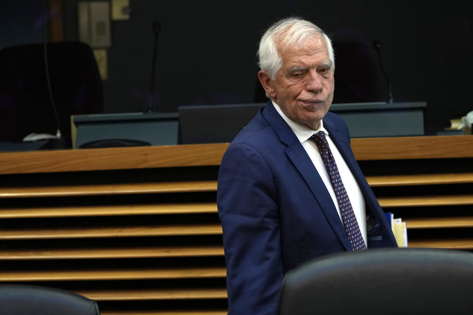 European Union foreign policy chief Josep Borrell arrives for the weekly College of Commissioners meeting at EU headquarters in Brussels on Wednesday, Sept. 28, 2022. The European Union suspects that damage to two underwater natural gas pipelines was sabotage and is warning of retaliation for any attack on Europe's energy networks, EU foreign policy chief Josep Borrell said Wednesday. (AP Photo/Virginia Mayo)