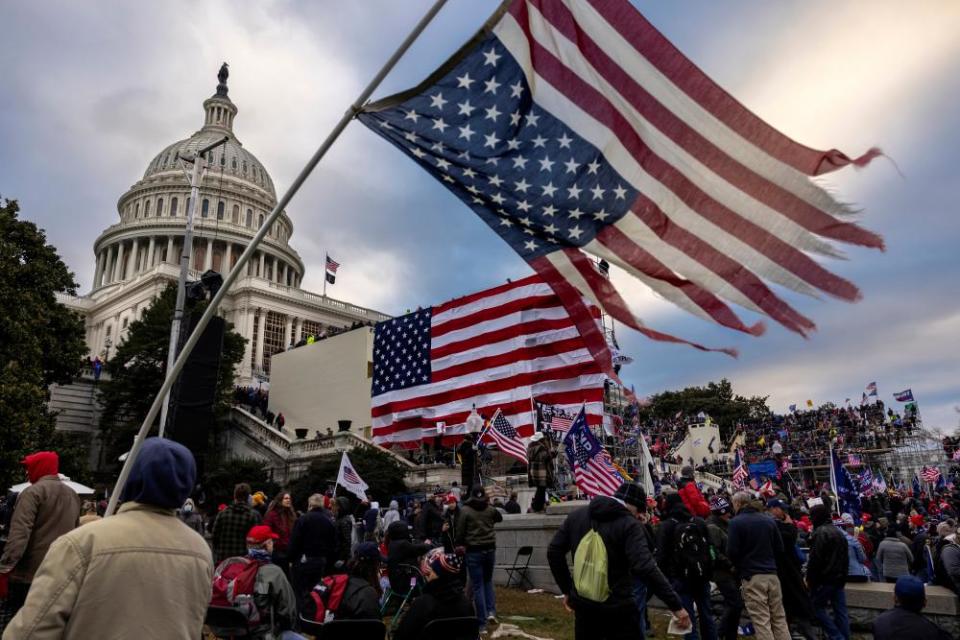 Pro-Trump protesters in front of the Capitol on 6 January 2021.