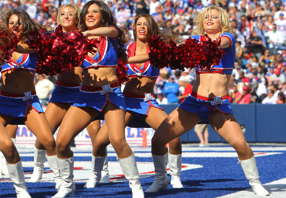 The former Buffalo Jills cheerleaders filed a lawsuit against their management company for paying them minimum wage and forcing them to work for free on certain days. (Photo: Getty Images)