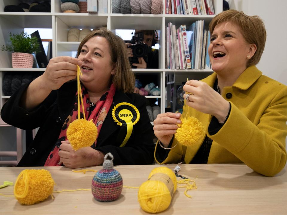 SNP’s deputy Westminster chief Kirsten Oswald with Nicola Sturgeon (PA)
