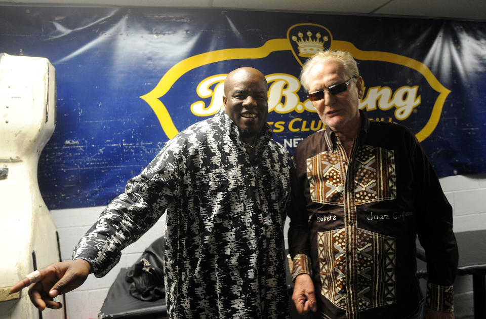 NEW YORK, NY - JUNE 18:  Ginger Baker and Pee Wee Ellis Performs Jazz Confusion Featuring Pee Wee Ellis, Alec Dankworth & Abass Dodoo at BB King on June 18, 2015 in New York, New York.  (Photo by Bobby Bank/WireImage)