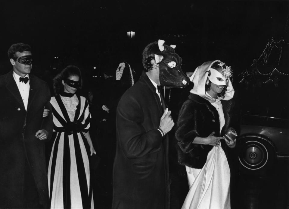 Partygoers arriving at Truman Capote's Black and White Ball.