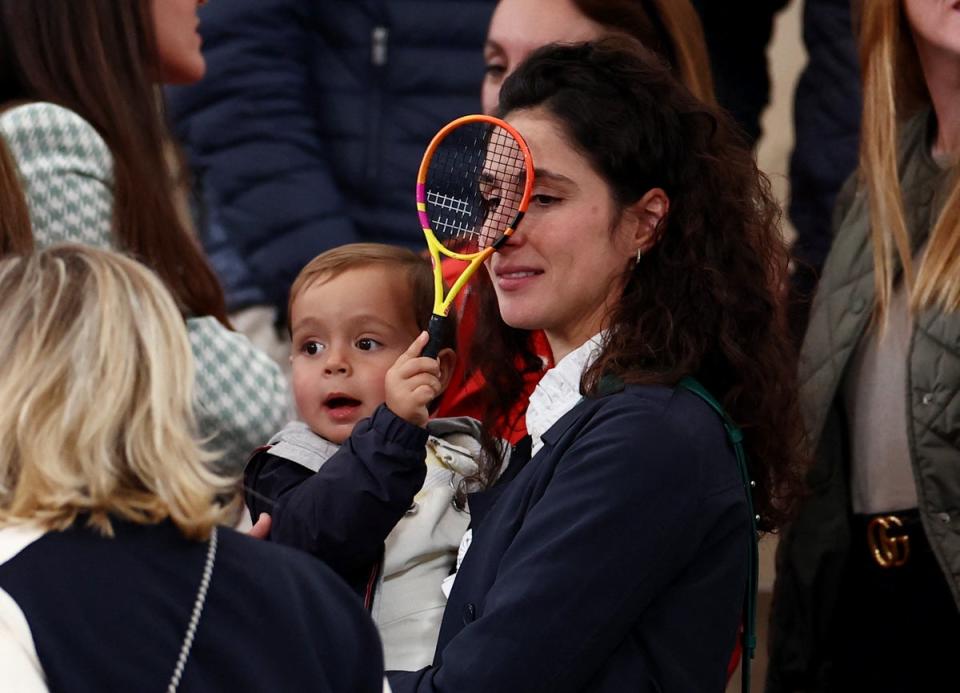 Nadal’s wife Xisca and baby son, Rafael Jr, were in attendance in Paris (REUTERS)