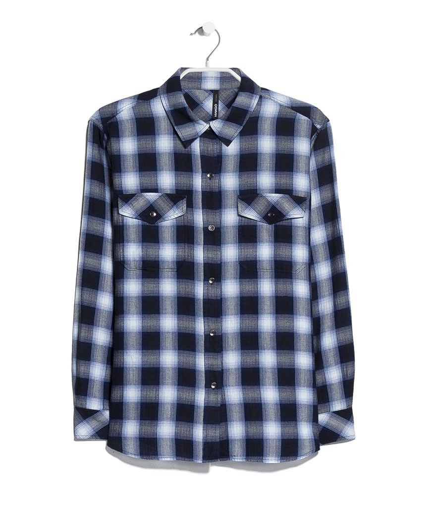 Mango Check Shirt in Navy