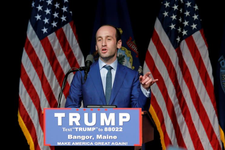 Stephen Miller at a Donald Trump campaign rally in Bangor, Maine. (Photo: Brian Snyder/Reuters)