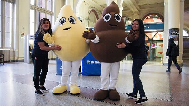 Metro Vancouver's sanitation mascots, Pee and Poo.