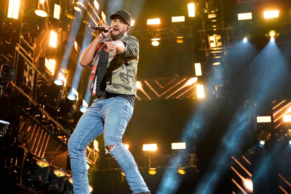 Luke Bryan performs during the 2022 CMA Fest at Nissan Stadium in Nashville, Tenn.