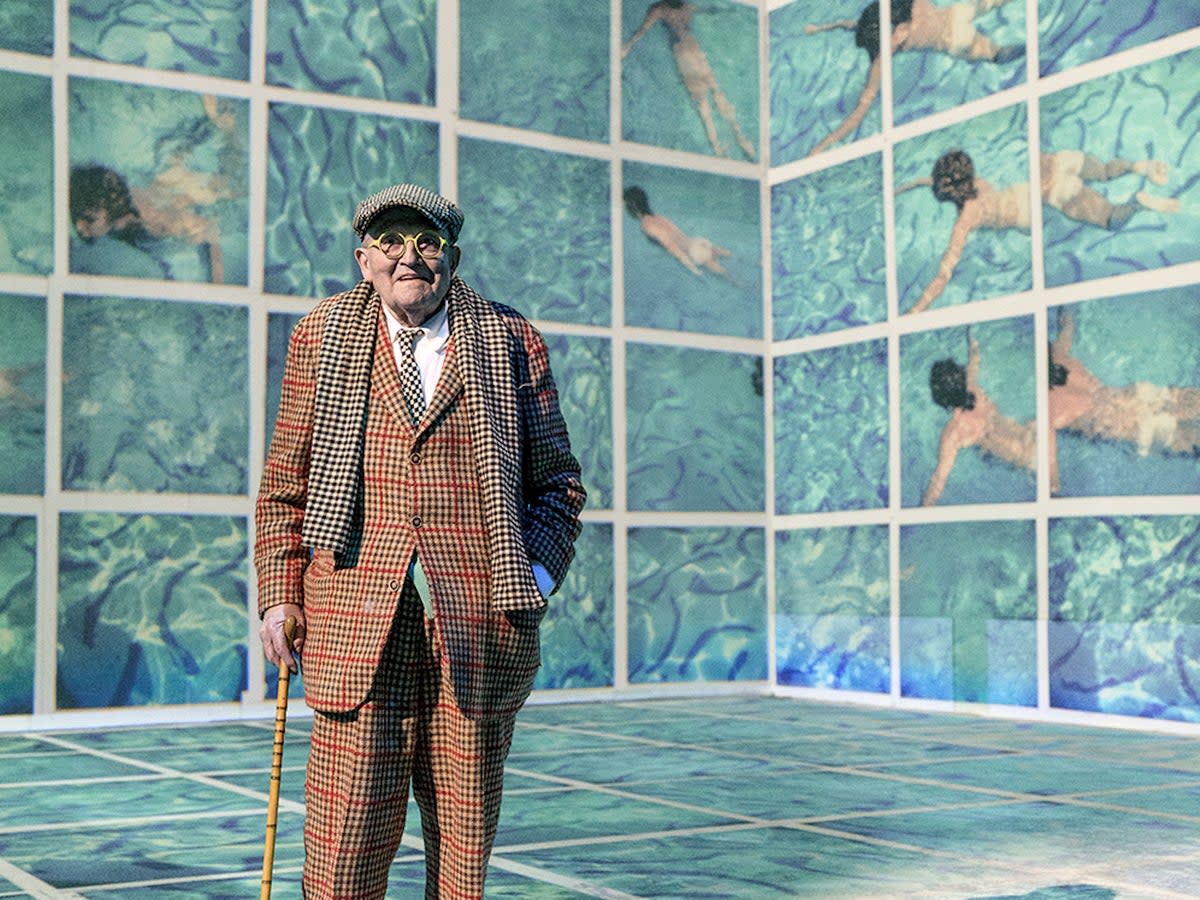 David Hockney pictured at his Lightroom immersive show  (Justin Sutcliffe)