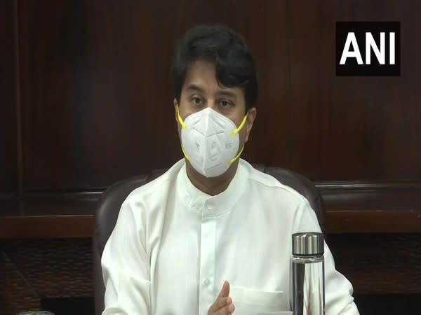 Union Civil Aviation Minister Jyotiraditya Scindia addressing a press conference (Photo/ANI)