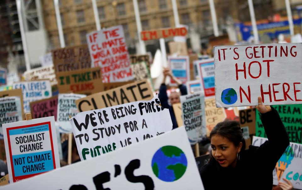 Young climate change protesters in London (Reuters)