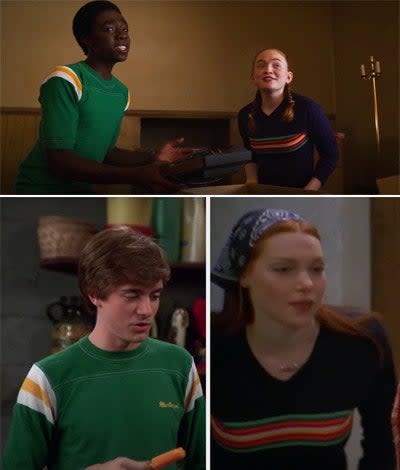 Lucas and Max wearing the same shirts as Donna and Eric