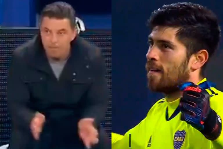 Gallardo alienta a Paradela, responsable del quinto penal, mientras Rossi ya celebra el pase de Boca a semifinales