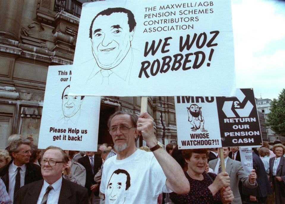 Mirror Group pensioners march on Whitehall to demand the government fill the multimillion-pound hole in their pensions.