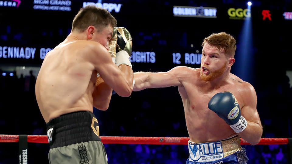 Canelo took the fight to his opponent. Pic: Getty