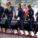 <p>At a training session with the Sisterhood Cross Channel rowing team on the River Thames in London.</p>