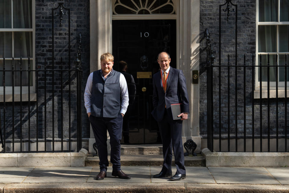 Kaleb Cooper and Charlie Ireland outside No10