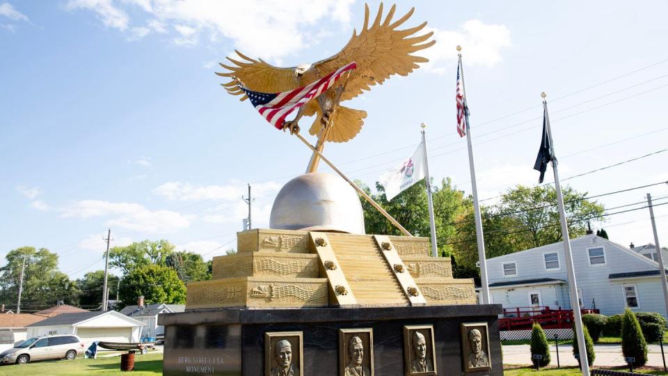 Sonny Soliz's design of the monument sought to remind people of the boys' Mexican heritage by using an Mayan pyramid. (Zamone Perez/Staff)