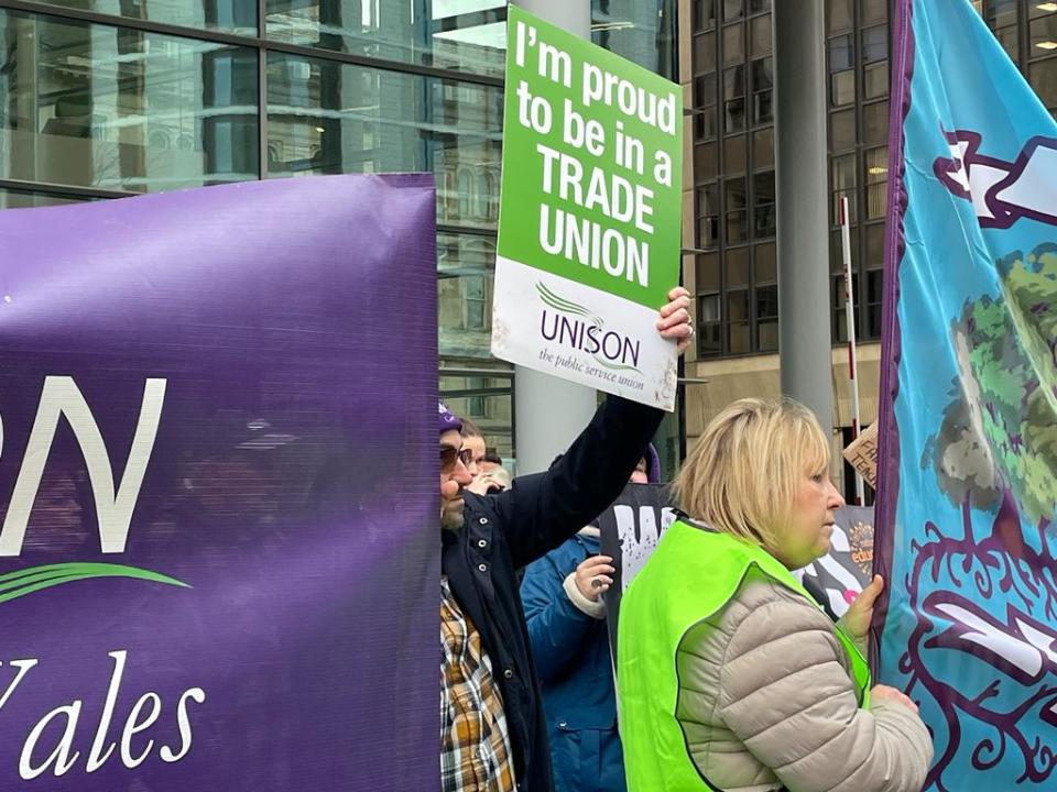 Chants of "Shame on you" and "Tories out" were shouted by demonstrators.