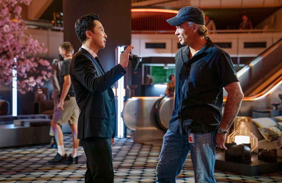 Donnie Yen as Caine and Chad Stahelski - Director in John Wick: Chapter 4.