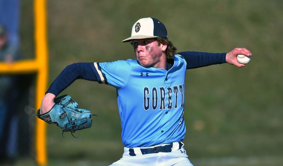 St. Maria Goretti's Parker Sweeney has totaled a 9-1 record in his first two seasons pitching for the Gaels.
