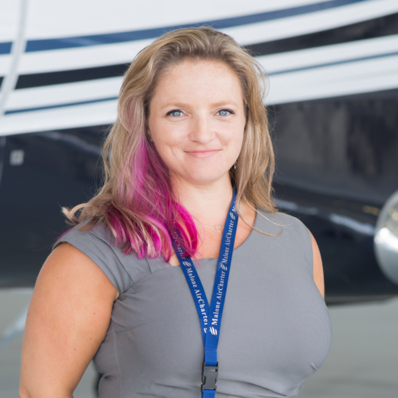 Cristine Kirk, is president and CEO of Malone AirCharter. The private jet charter company is based at Jacksonville International Airport.