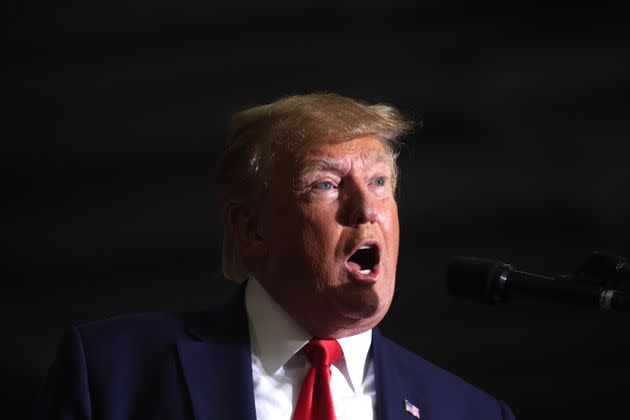 President Donald Trump held a rally in Michigan last month to back two candidates who embrace his lies about a stolen election.  (Photo: Scott Olson via Getty Images)