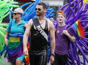 <p>Thousands of people take part in the annual Belfast Pride event in Belfast city center celebrating Northern Ireland’s LGBT community on Aug. 5, 2017. (Photo: Press Eye Ltd/REX/Shutterstock) </p>