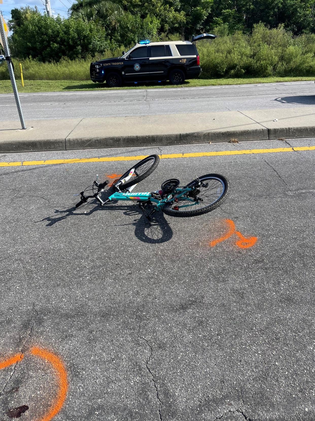 The girl was bicycling on a crosswalk at the intersection of East Bay Street and Old Venice Road near Pine View School in Osprey.