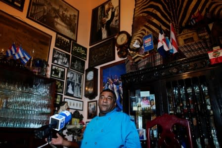 Carlos Cristobal Marquez, owner of the private restaurant San Cristobal gives an interview in Havana