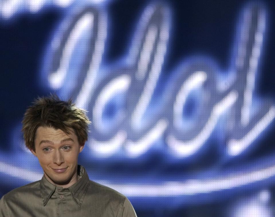 Finalist Clay Aiken from North Carolina reacts to judges comments after his performance for the title of American Idol in Los Angeles, California in this May 20, 2003 file photo. Former "American Idol" singer Clay Aiken said on February 5, 2014 he will run for U.S. Congress as a Democrat in his home state of North Carolina, where he once worked as a special education teacher. REUTERS/Lucy Nicholson/Files (UNITED STATES - Tags: POLITICS)